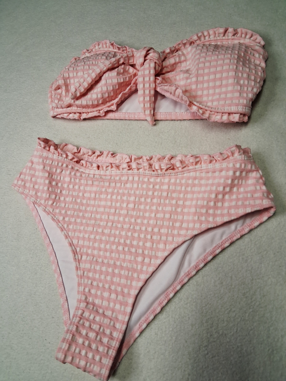 Pink Ruffle Bandeau Bikini Set - Picture 2 of 7